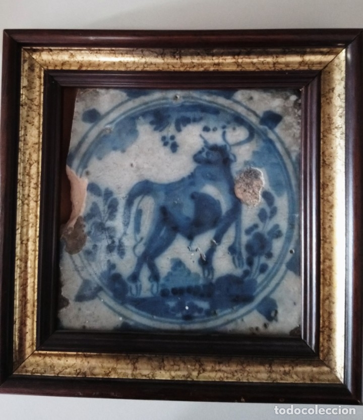 Antig&uuml;edades: Azulejo con toro. - Foto 15