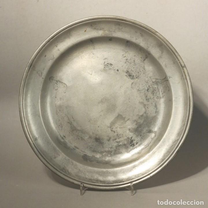 Antig&uuml;edades: Antiguo Plato de Esta&ntilde;o 1850 - 1880 - Foto 6