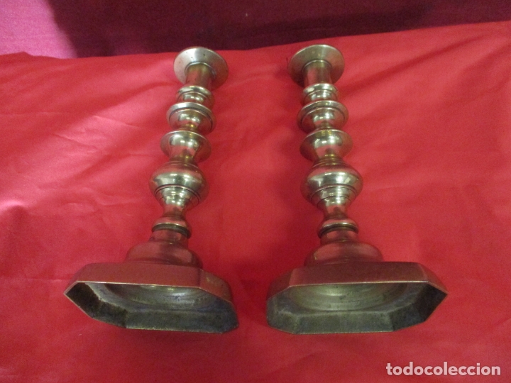 Antig&uuml;edades: Pareja candelabros XVIII - Foto 2