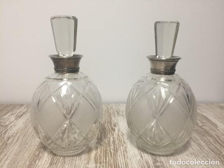Antig&uuml;edades: LICORERAS CRISTAL PRENSADO Y PLATA - Foto 1