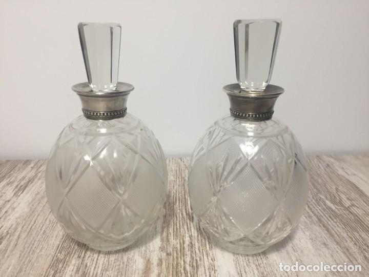 Antig&uuml;edades: LICORERAS CRISTAL PRENSADO Y PLATA - Foto 2