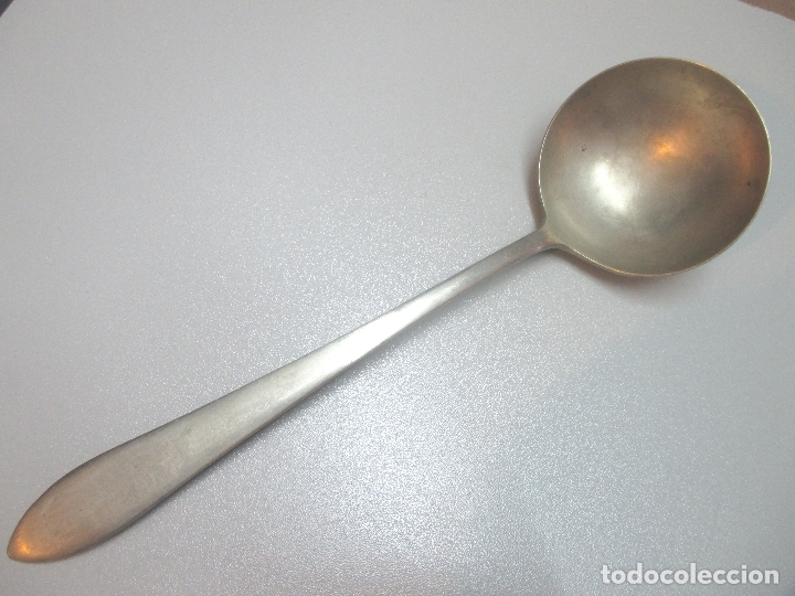Antig&uuml;edades: CUCHAR&Oacute;N DE ALAPACA, LISO. DE 18 CM. - Foto 1
