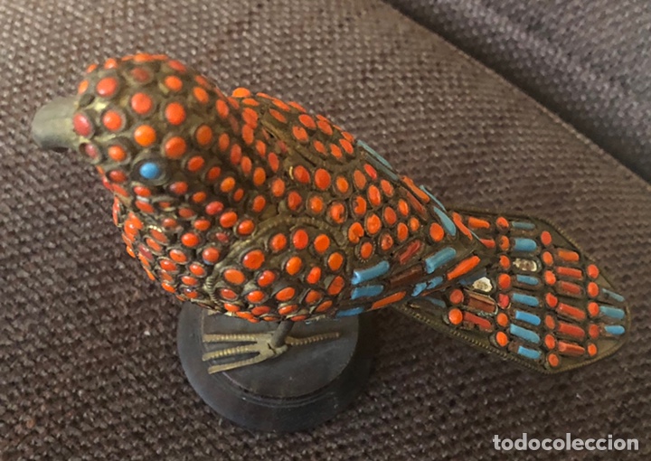 Antig&uuml;edades: Antiguo p&aacute;jaro chino, en metal y esmalte - Foto 2