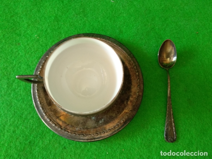 Antig&uuml;edades: TAZAS EN ALPACA Y CRISTAL - Foto 2