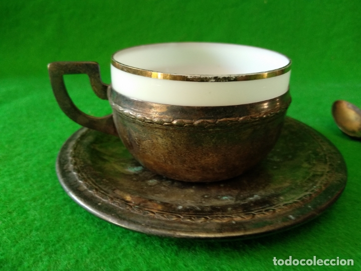 Antig&uuml;edades: TAZAS EN ALPACA Y CRISTAL - Foto 3