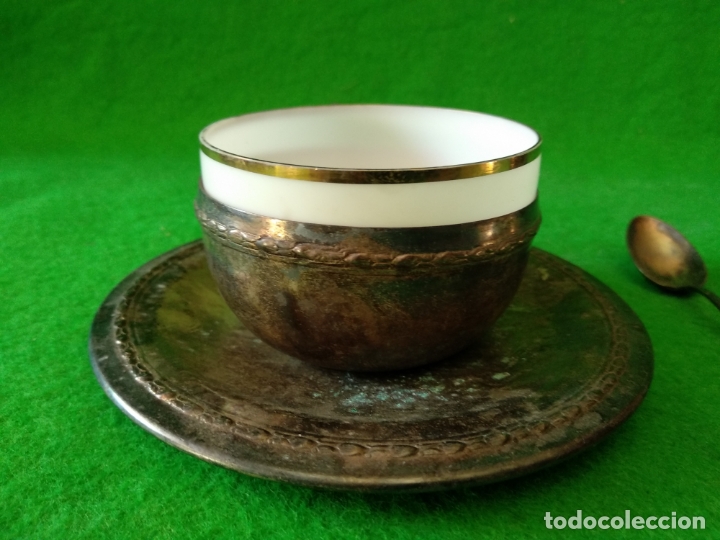 Antig&uuml;edades: TAZAS EN ALPACA Y CRISTAL - Foto 4