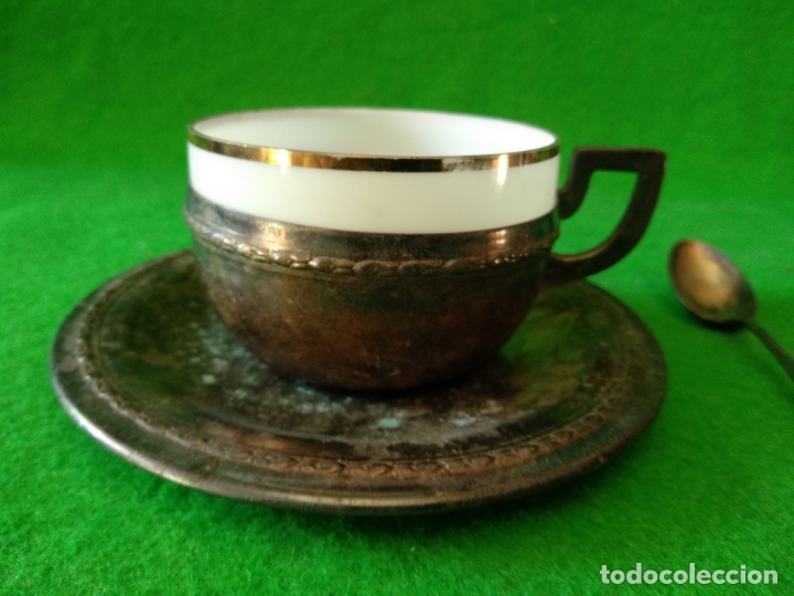 Antig&uuml;edades: TAZAS EN ALPACA Y CRISTAL - Foto 5
