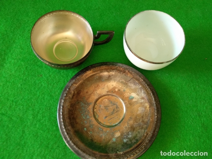 Antig&uuml;edades: TAZAS EN ALPACA Y CRISTAL - Foto 6