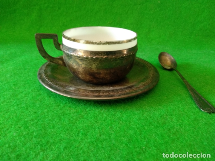 Antig&uuml;edades: TAZAS EN ALPACA Y CRISTAL - Foto 12