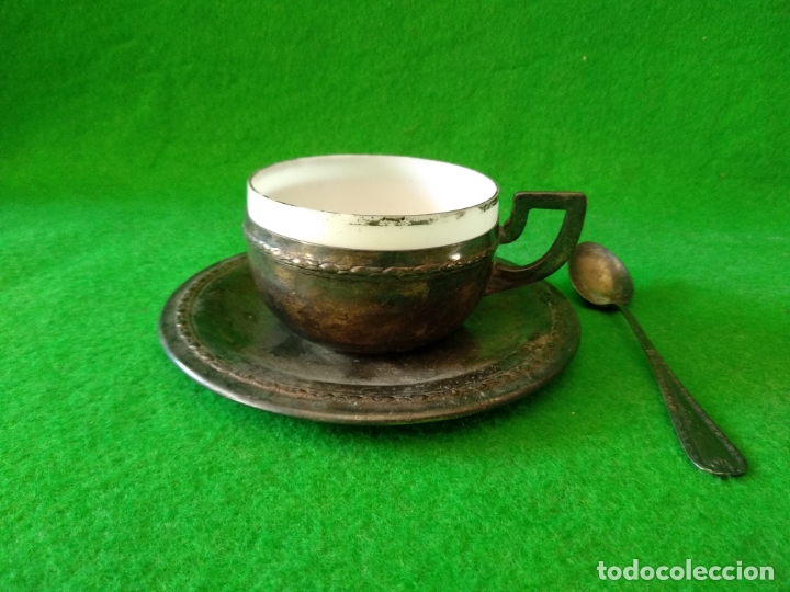 Antig&uuml;edades: TAZAS EN ALPACA Y CRISTAL - Foto 14