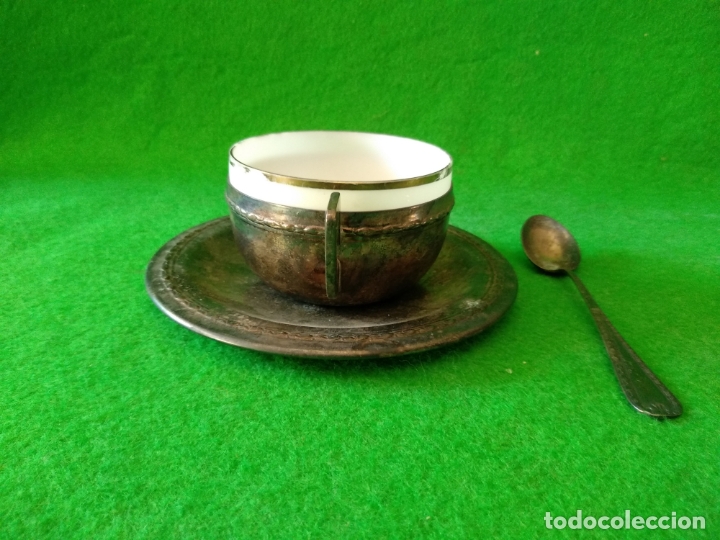 Antig&uuml;edades: TAZAS EN ALPACA Y CRISTAL - Foto 15