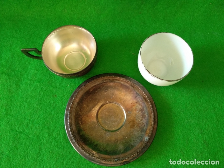 Antig&uuml;edades: TAZAS EN ALPACA Y CRISTAL - Foto 16