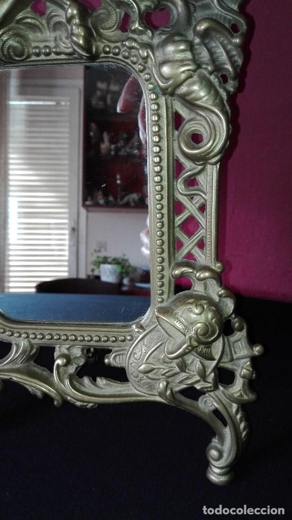Antig&uuml;edades: ANTIGUO MARCO ESPEJO DE BRONCE SAN JORGE - Foto 4