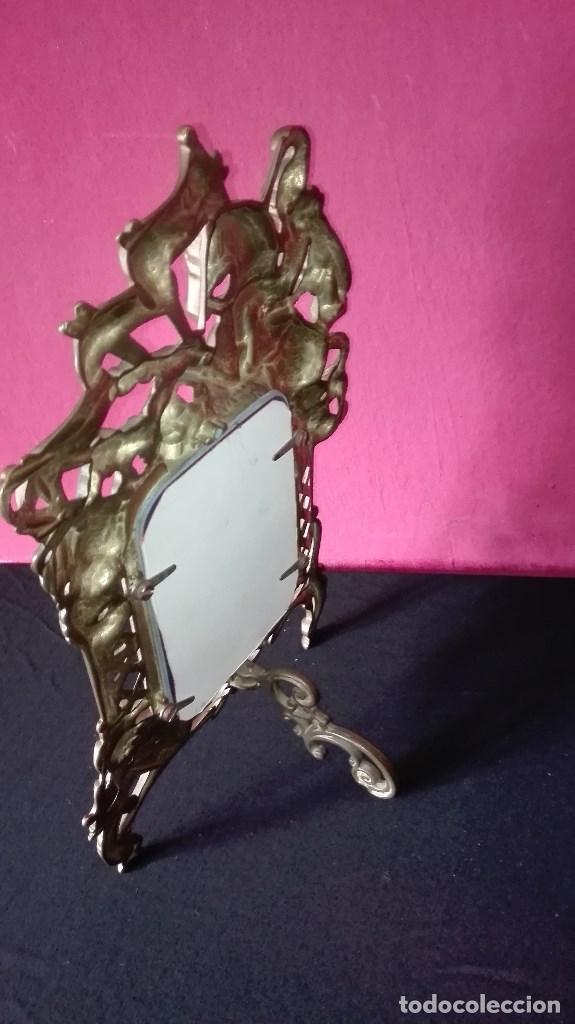 Antig&uuml;edades: ANTIGUO MARCO ESPEJO DE BRONCE SAN JORGE - Foto 6