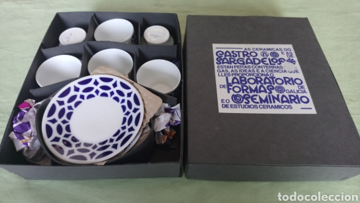 Antigüedades: Cerámica Sargadelos-Galicia-Juego de té-cafe-6 tazas y 6 plato-En su caja original nuevo a estrenar - Foto 1 - 166625702