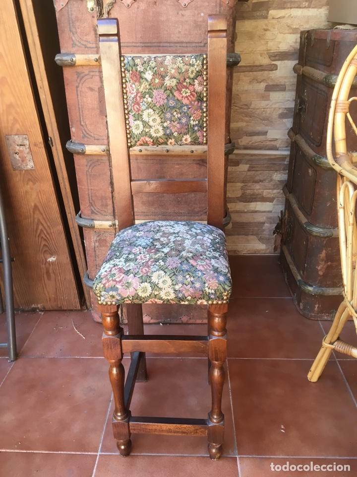Antig&uuml;edades: SILLA ANTIGUA DE MADERA MACIZA Y ESTAMPADA - Foto 1
