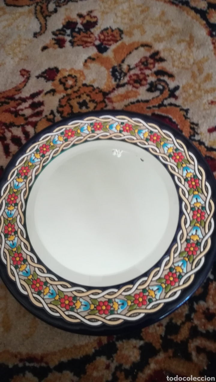 Antig&uuml;edades: Plato espejo, Cearco pintado a mano - Foto 1