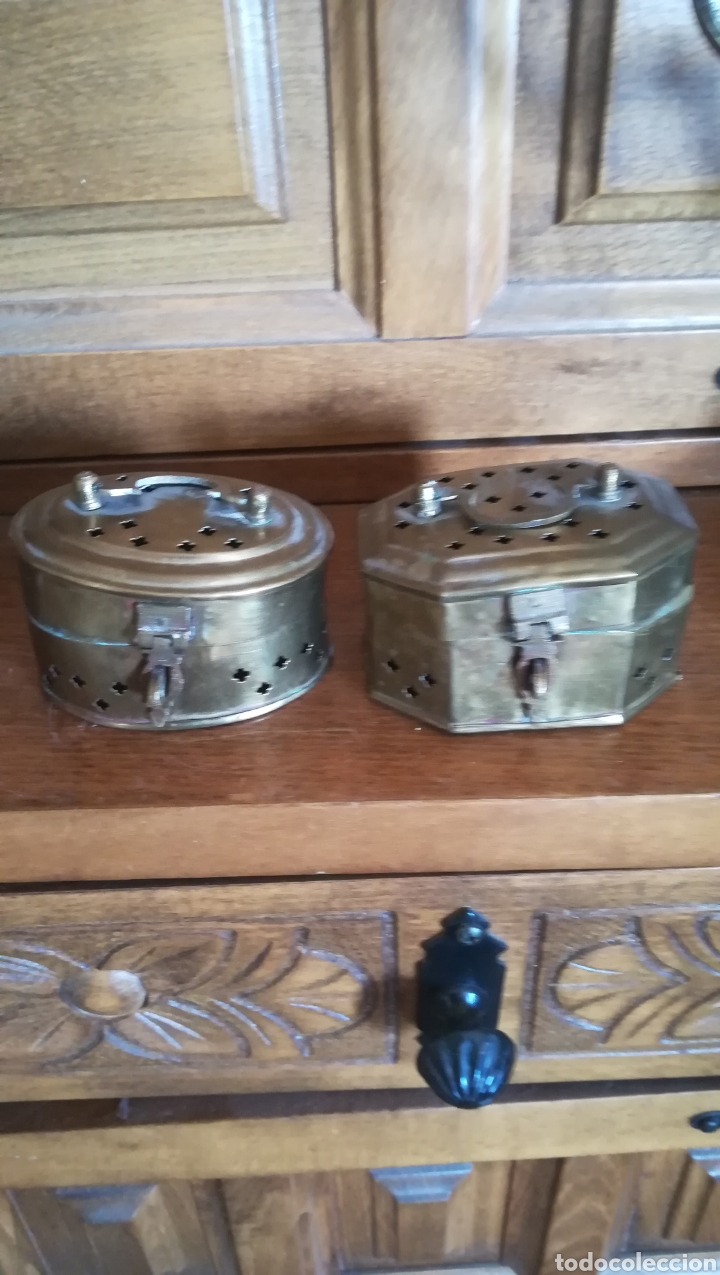 Antig&uuml;edades: 2 antiguas cajas de laton - Foto 1