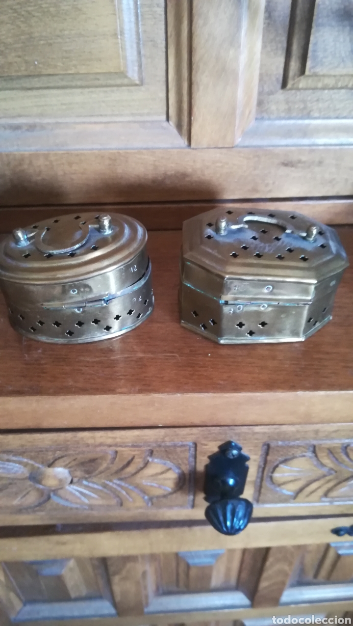 Antig&uuml;edades: 2 antiguas cajas de laton - Foto 2