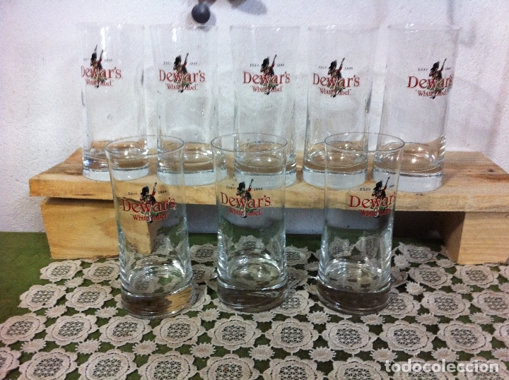 Antig&uuml;edades: HERMOSO LOTE DE 8 VASOS GRANDES MARCA DEWAR'S
