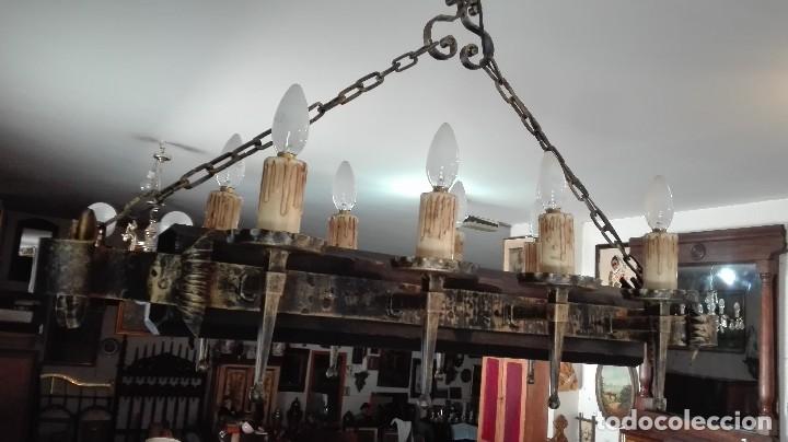 Antig&uuml;edades: L&aacute;mpara de hierro forjado - Foto 2