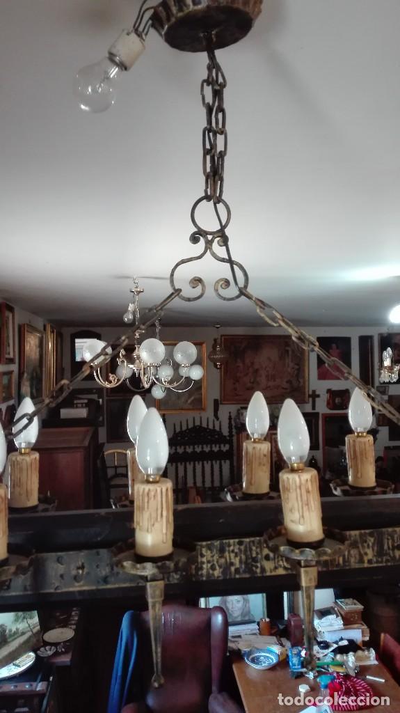 Antig&uuml;edades: L&aacute;mpara de hierro forjado - Foto 3