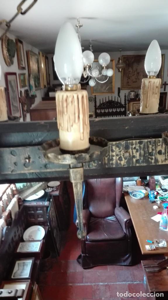 Antig&uuml;edades: L&aacute;mpara de hierro forjado - Foto 4