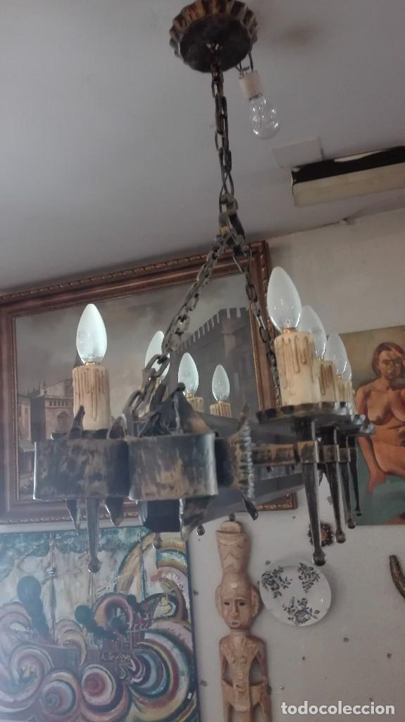 Antig&uuml;edades: L&aacute;mpara de hierro forjado - Foto 5
