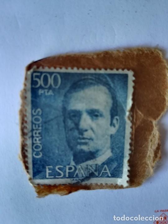 Antiguidades: raro curioso sello correos 500 pta ptas pesets rey espa&ntilde;a usado