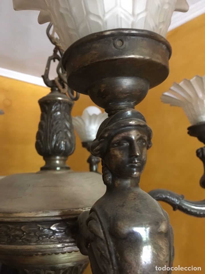 Antig&uuml;edades: L&aacute;mpara metal cinco brazos - Foto 3