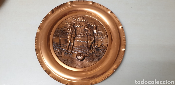 Antig&uuml;edades: Plato de cobre antiguo franc&eacute;s - Foto 1