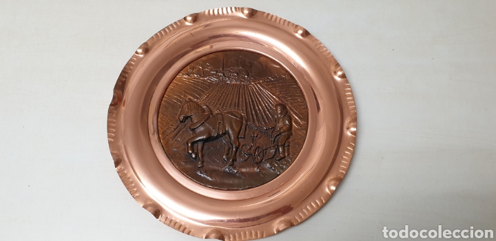 Antig&uuml;edades: Plato de cobre franc&eacute;s antiguo - Foto 1