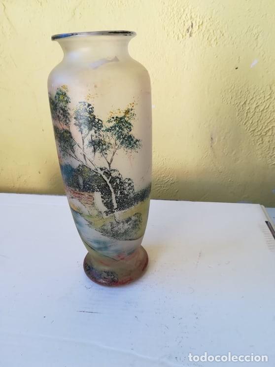 Antig&uuml;edades: jarron florero cristal pintado a mano