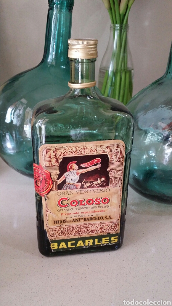 Antiguidades: Antigua botella de vino Coloso