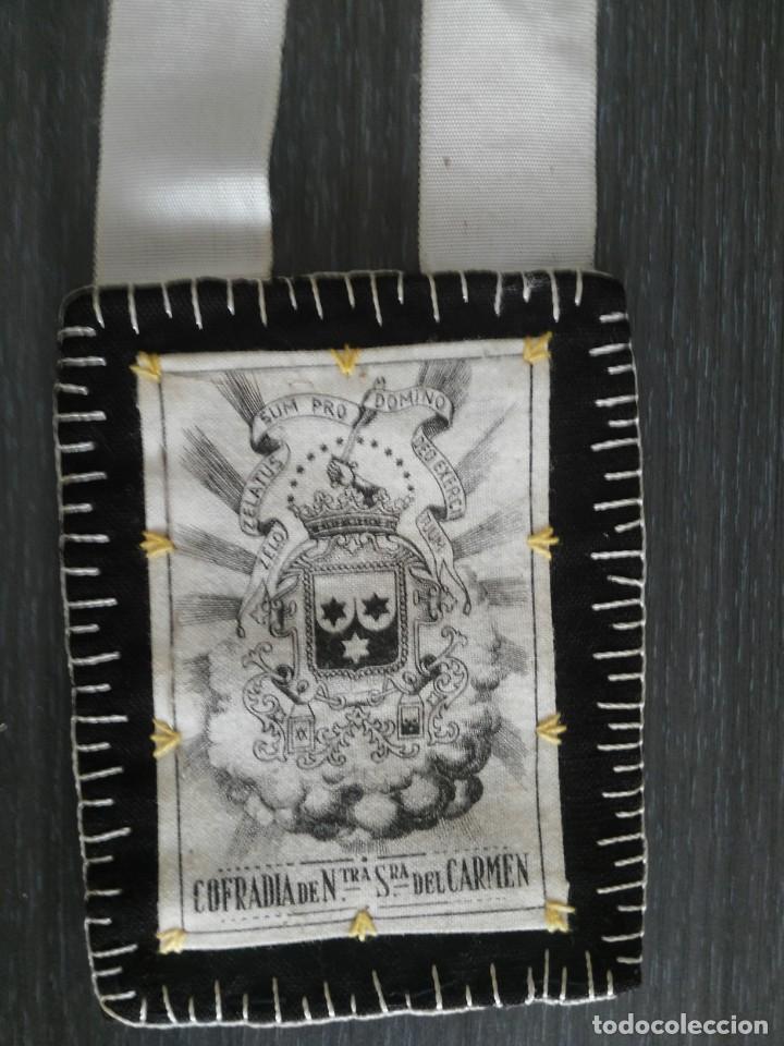 Antig&uuml;edades: Escapulario Cofrad&iacute;a virgen del carmen - Foto 2