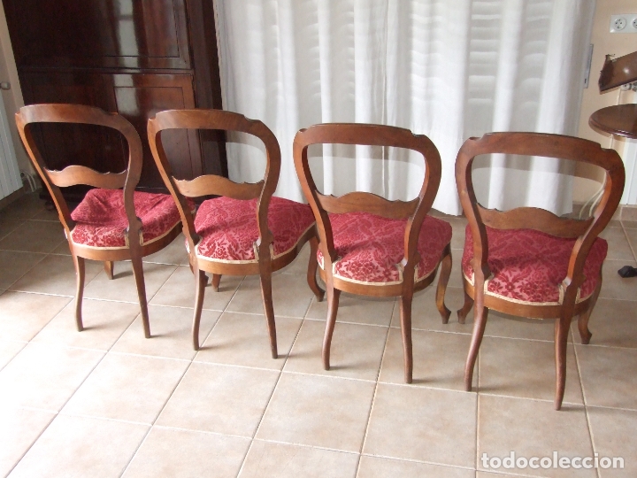 Antig&uuml;edades: 4 SILLAS ISABELINAS DE CAOBA - Foto 3