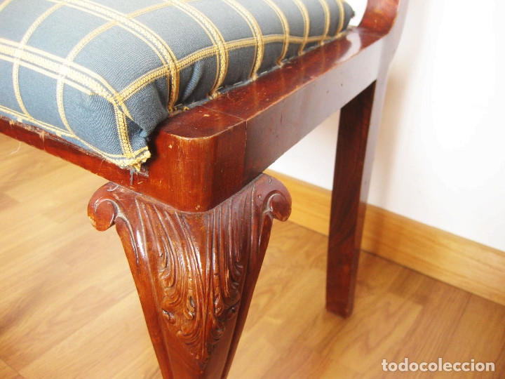 Antig&uuml;edades: PAREJA DE SILLAS DE MADERA MACIZA - Foto 4
