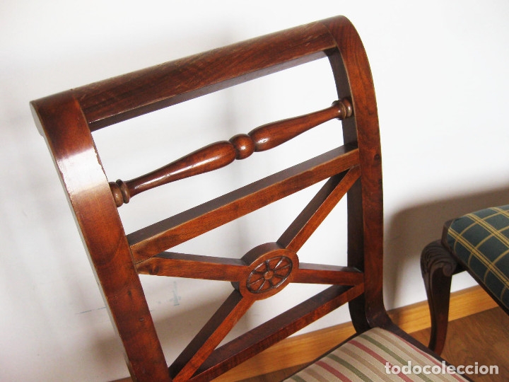 Antig&uuml;edades: PAREJA DE SILLAS DE MADERA MACIZA - Foto 7