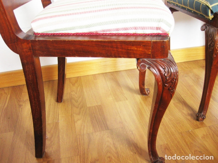 Antig&uuml;edades: PAREJA DE SILLAS DE MADERA MACIZA - Foto 8