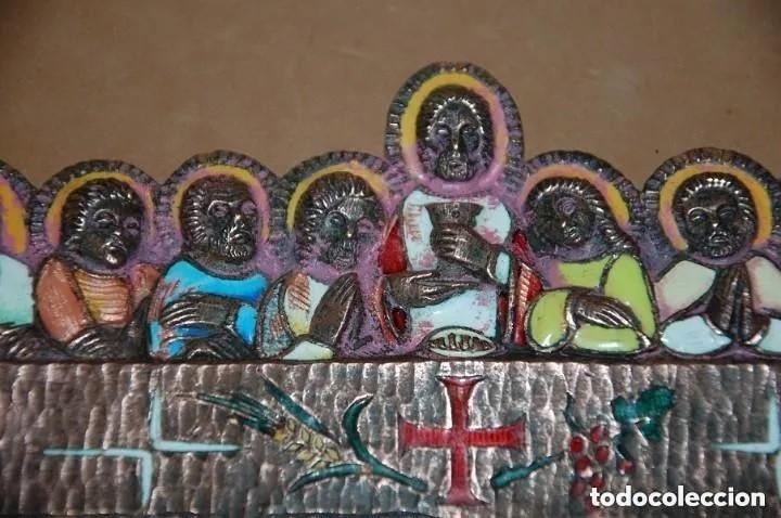 Antig&uuml;edades: PLACA SANTA CENA EN COBRE Y ESMALTE - Foto 3