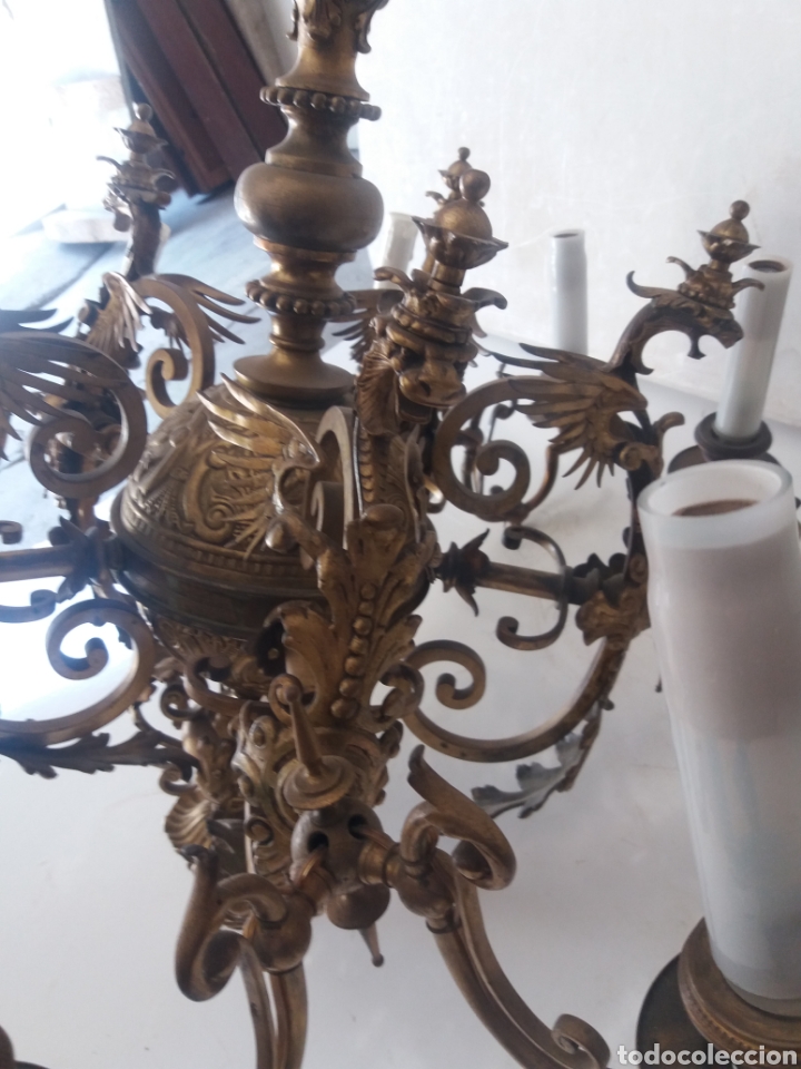 Antig&uuml;edades: Lampara de gas de bronce - Foto 4