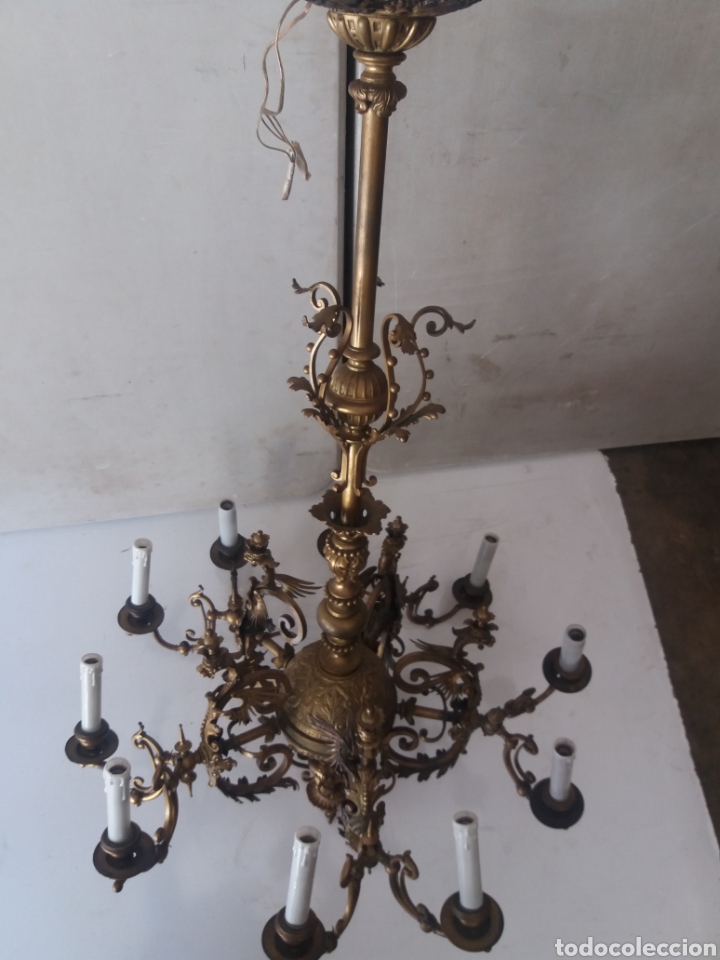 Antig&uuml;edades: Lampara de gas de bronce - Foto 5