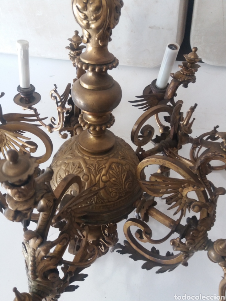 Antig&uuml;edades: Lampara de gas de bronce - Foto 7