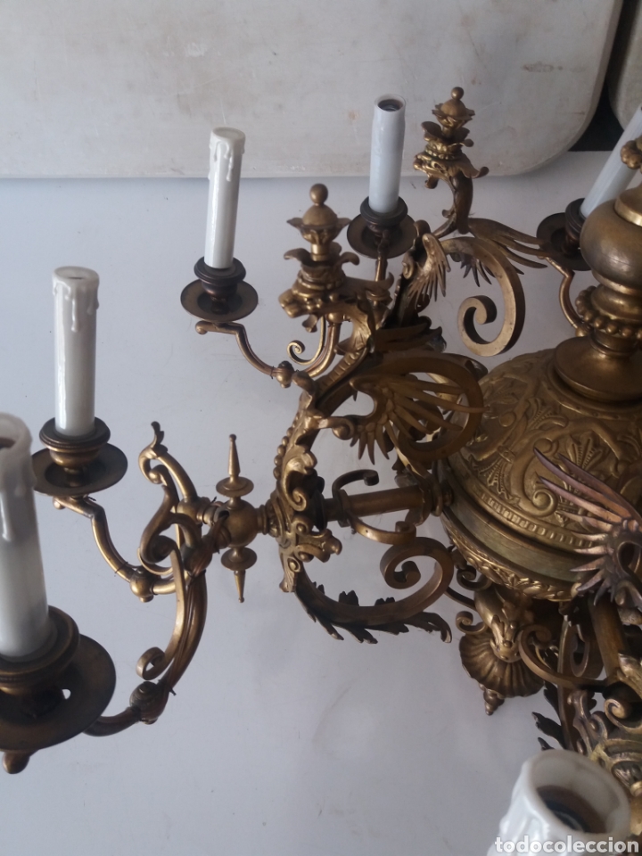 Antig&uuml;edades: Lampara de gas de bronce - Foto 9