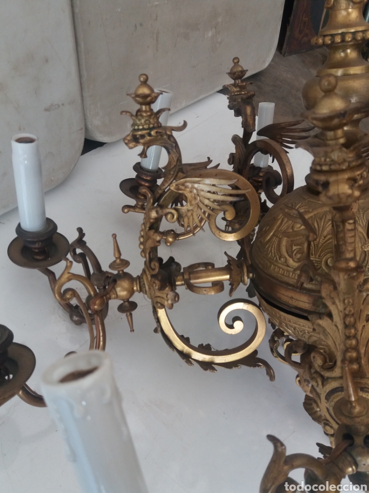 Antig&uuml;edades: Lampara de gas de bronce - Foto 10