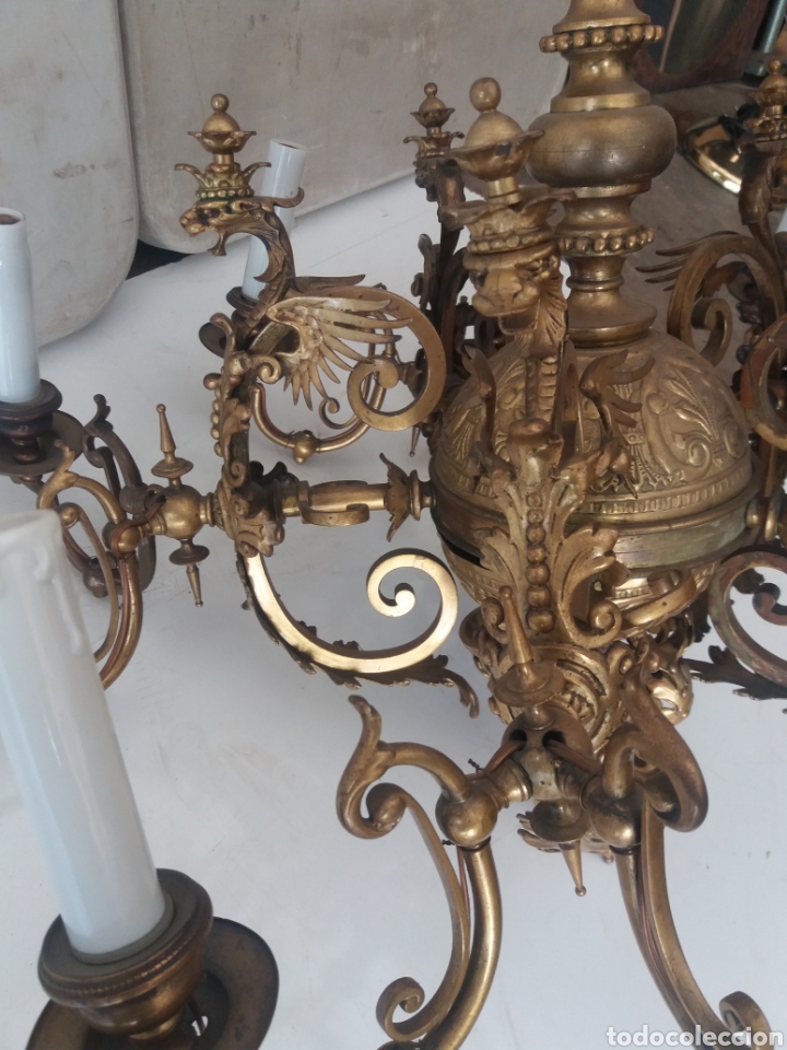 Antig&uuml;edades: Lampara de gas de bronce - Foto 11