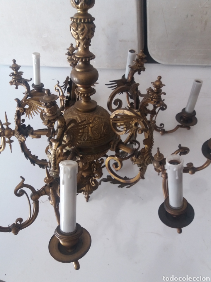 Antig&uuml;edades: Lampara de gas de bronce - Foto 13