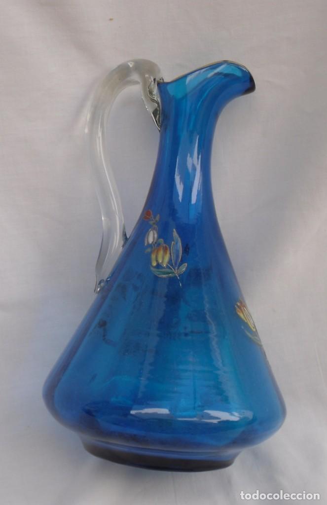 Antig&uuml;edades: botella azul con flores de esmaltes - Foto 2