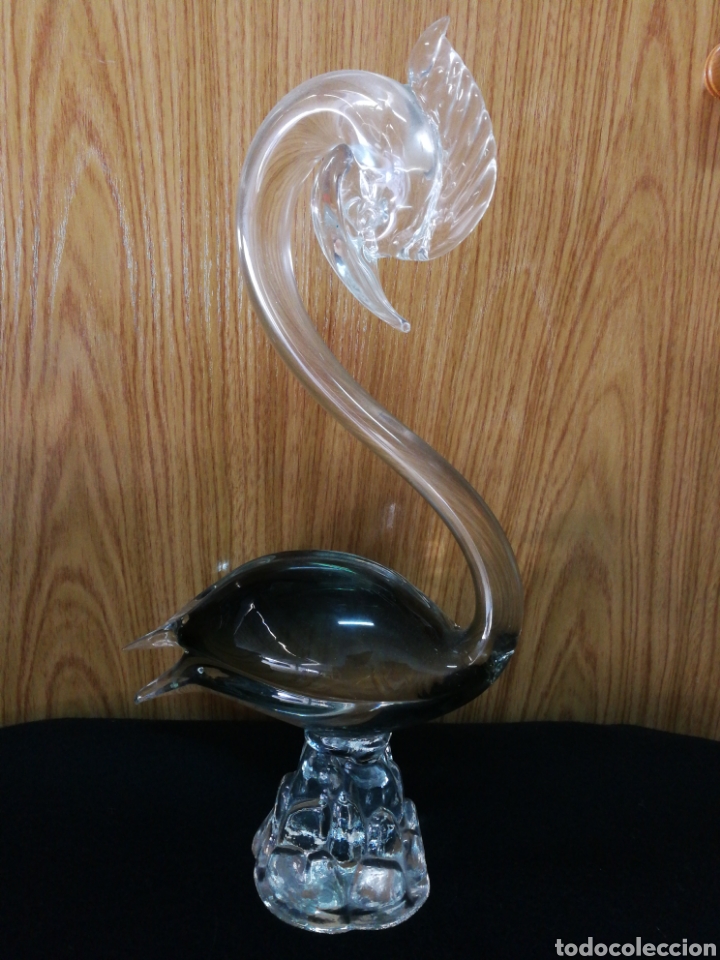 Antiguidades: PRECIOSA FIGURA CISNE CRISTAL TIPO MURANO, 32CM.