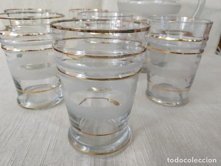 juego jarra y seis vasos cristal dorado y serig - Compra venta en  todocoleccion